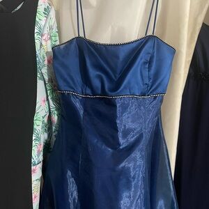 Source Unknown Blue Satin Prom Dress